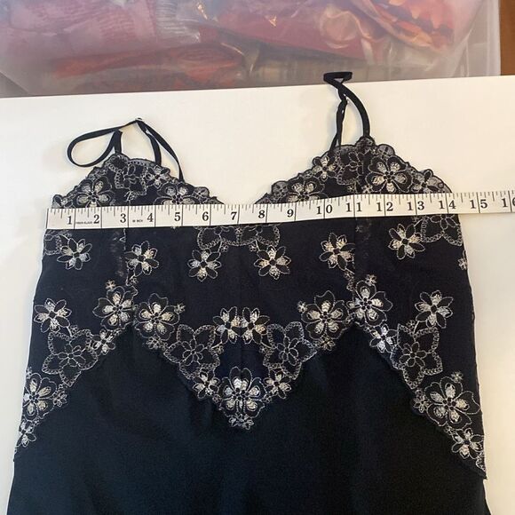 Vintage Black Lace Slip Dress with Double Thigh Splits Size Small - Picture 13 of 14